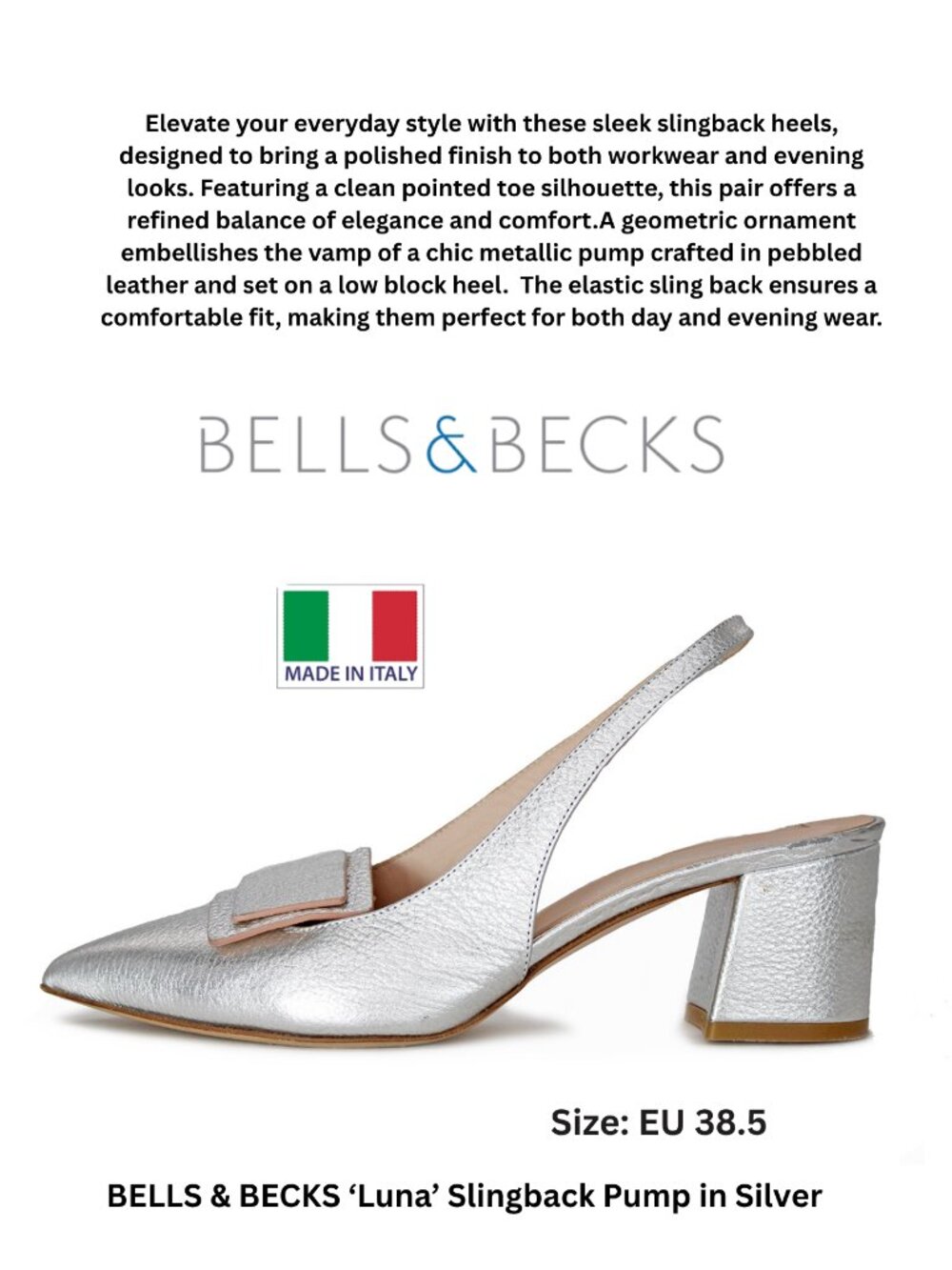 BELLS & BECKS ‘Luna’ Slingback Pump in Silver